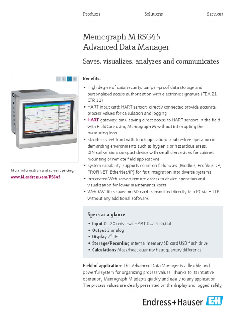 Endress-Hauser Advanced Graphic Data Manager RSG45 en | PDF | Usb Flash ...