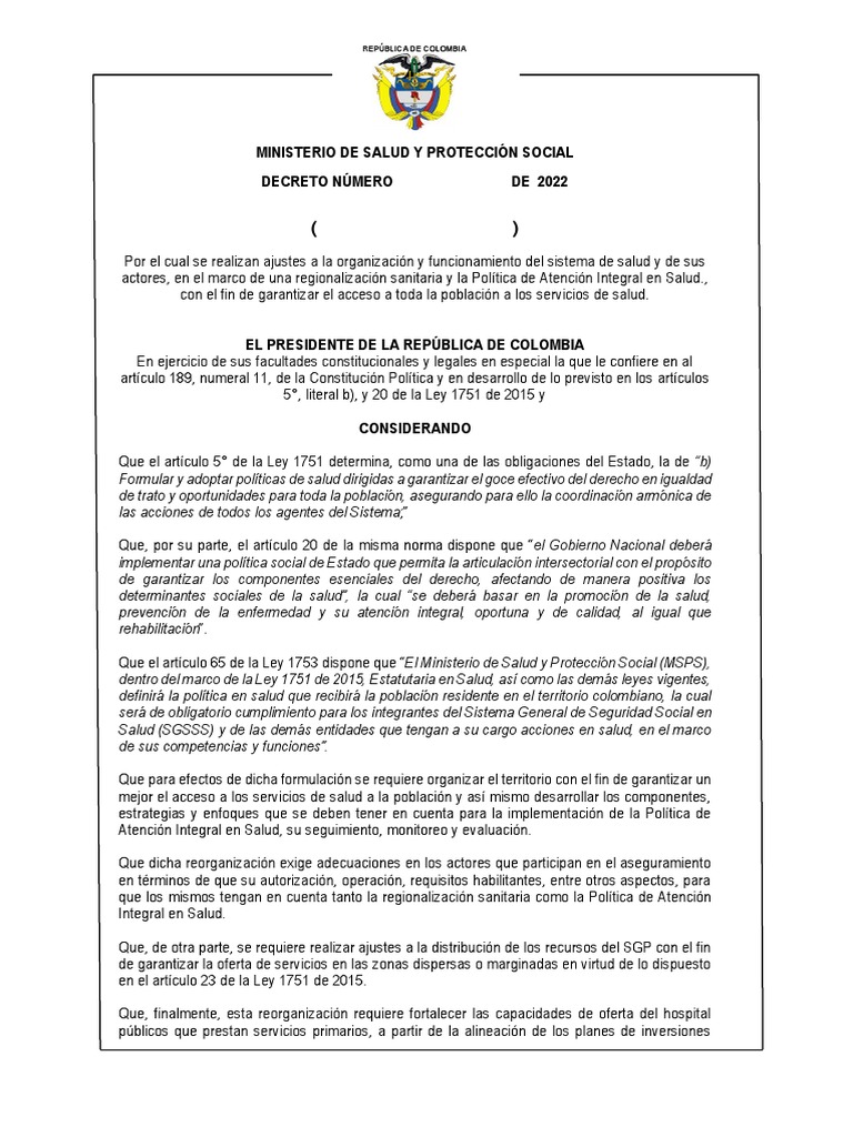 Ajustes al Sistema de Salud en Colombia | PDF | Hospital | Cuidado de ...