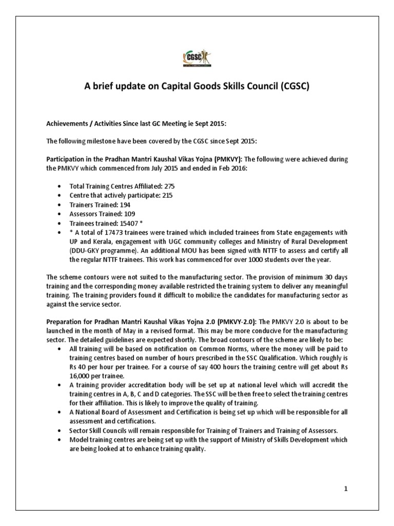 CGSC_Major Achievements _update Till 29 July 2016 | PDF