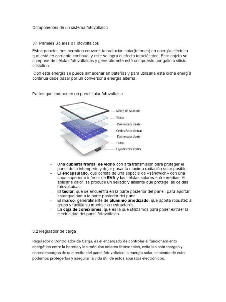Componentes de Un Sistema Fotovoltaico | PDF | Fotovoltaica | Panel solar
