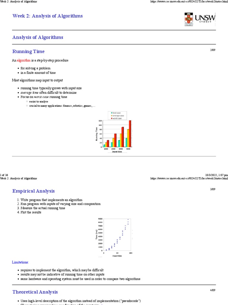 Week 2 Analysis of Algorithms | PDF | Time Complexity | Computational ...