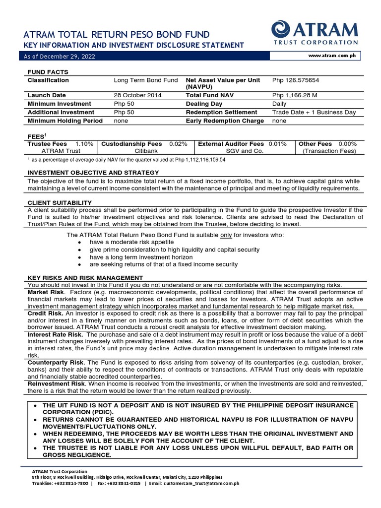 ATRAM Total Return Peso Bond Fund KIIDS Dec 2022 PDF