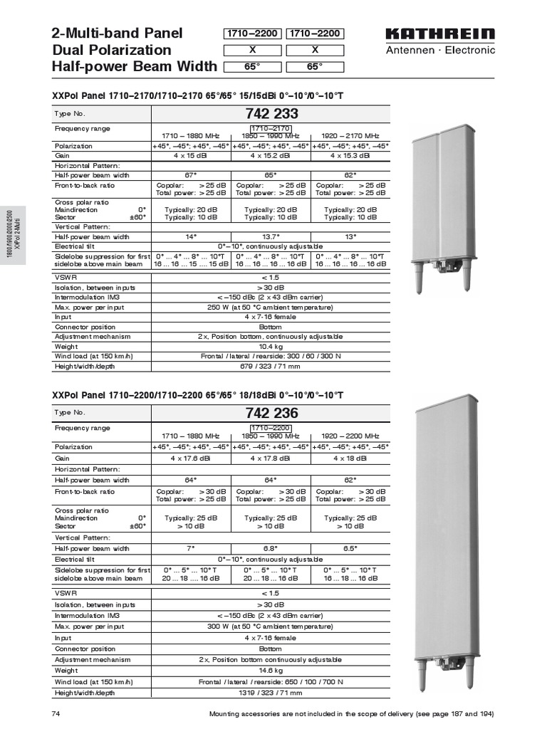 Kathrein Ericsson Antennas Datasheet 14 02 2023 PDF Antenna (Radio) Radio