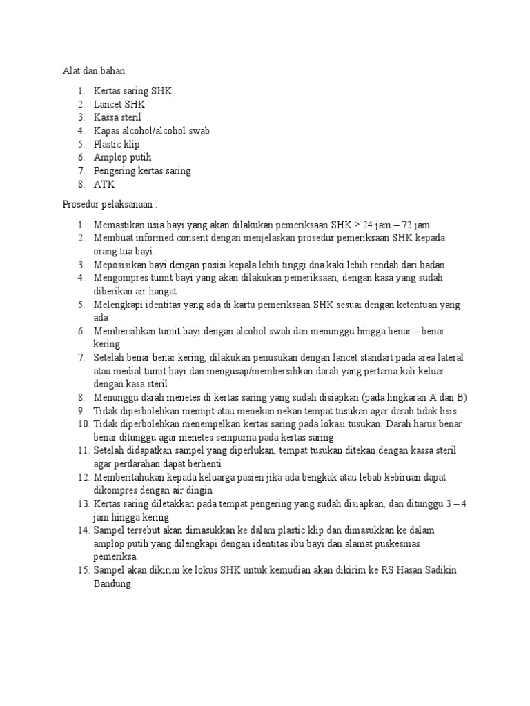 Prosedur Pengisian Kertas Saring SHK | PDF