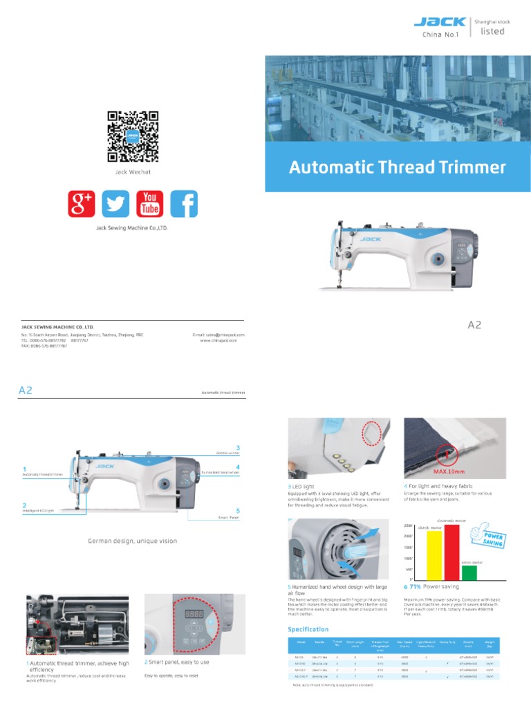 Jack A2 Sewing Machine PDF