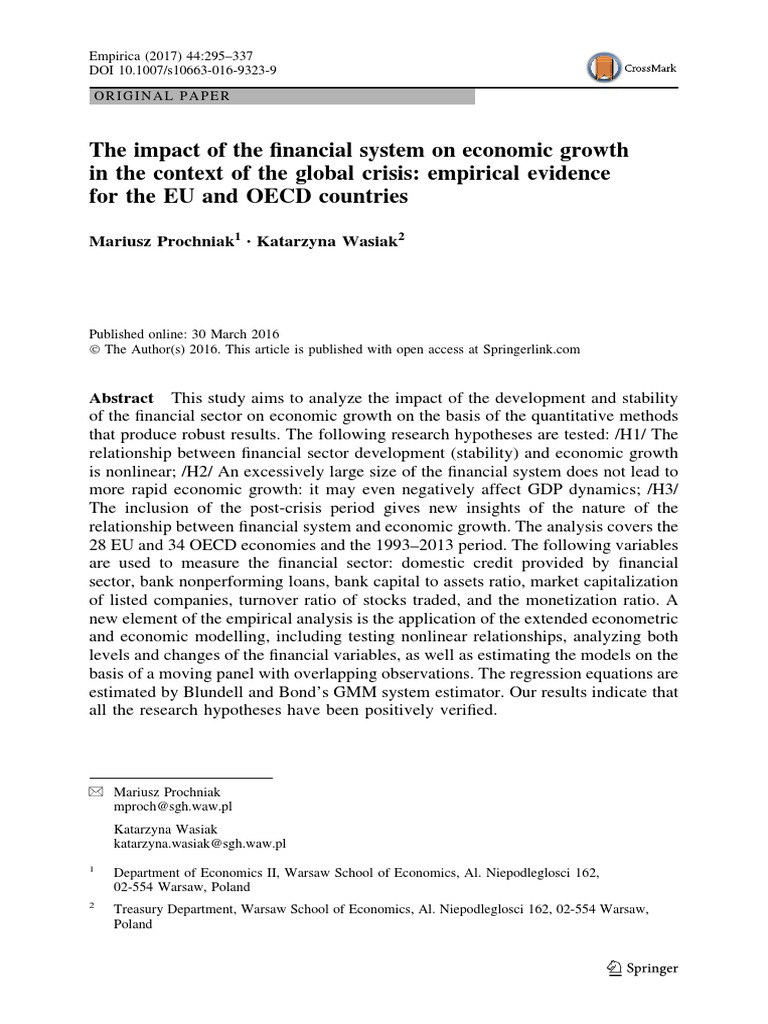 The Impact of The Financial Crisis On Economic Growth | PDF | Economic ...