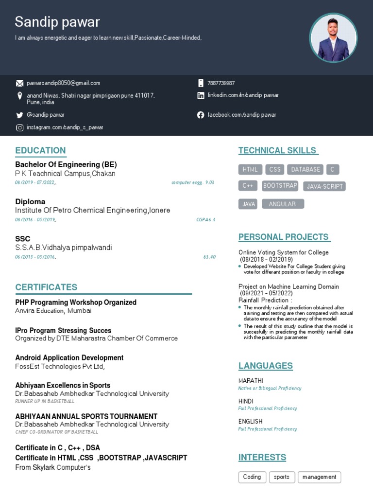 Sandip Pawar's Technical Profile | PDF | Computing | Software Engineering
