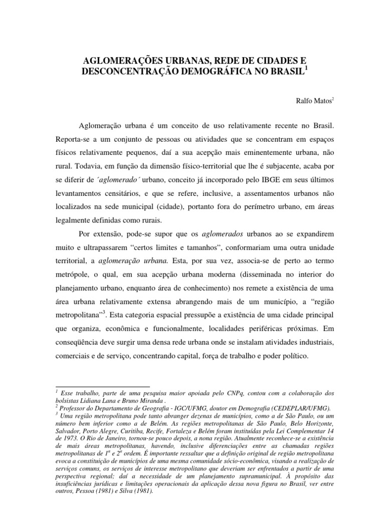 Aglomerações Urbanas no Brasil | PDF | Cidade | Indústrias