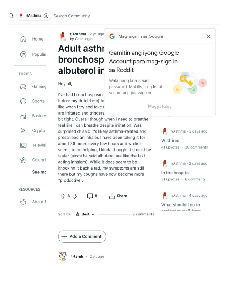 Adult Asthma, Bronchospasm, Albuterol Inhaler Rasthma PDF Asthma