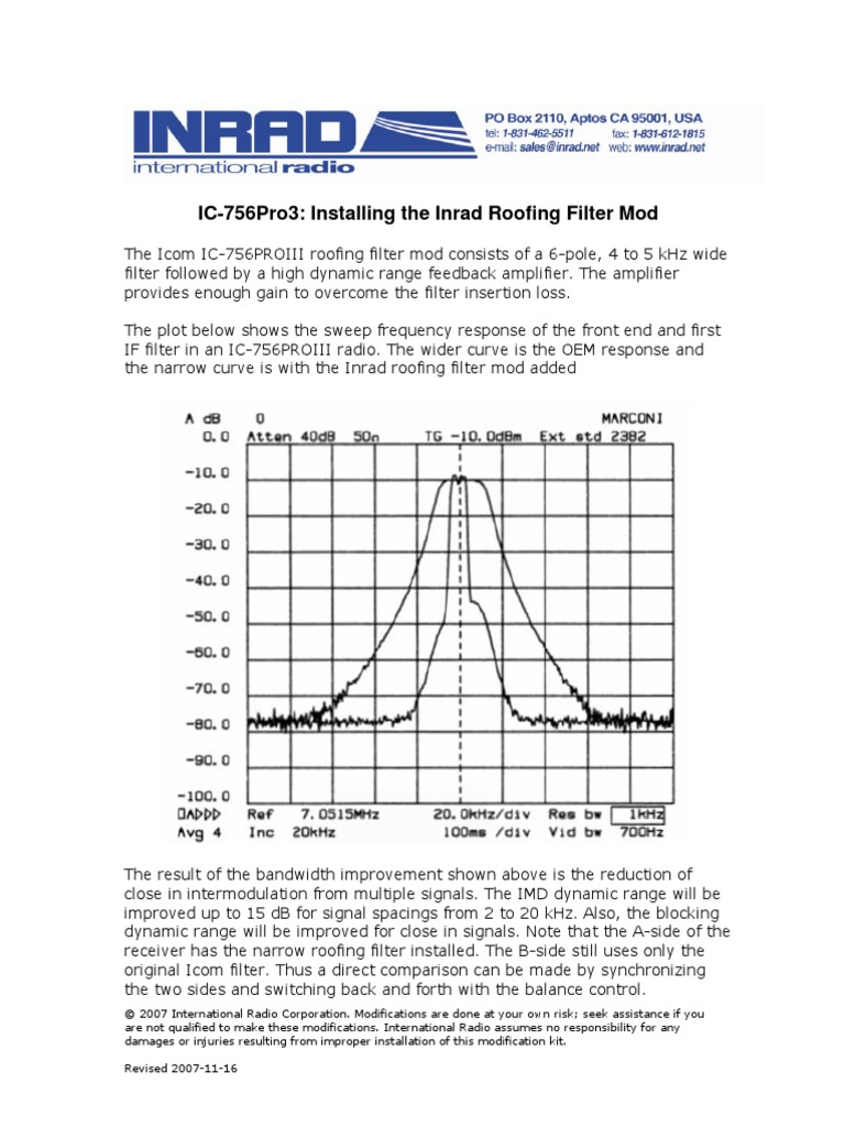 Inrad Roofing Filter Mod for IC-756Pro3 | PDF | Electrical Connector ...
