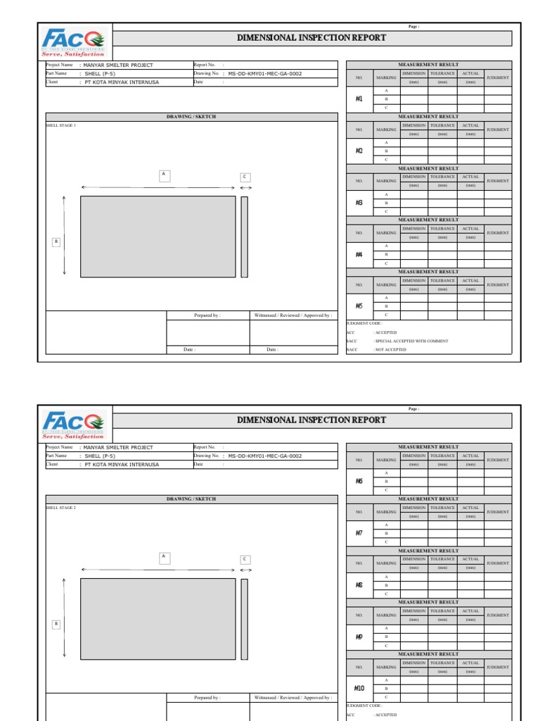 Dimensional Inspection Report: Shell P-5 | PDF | Engineering Tolerance ...