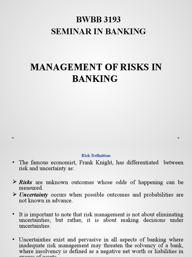A222 BWBB3193 Topic 04 Management of Risk in Banking | PDF | Financial ...