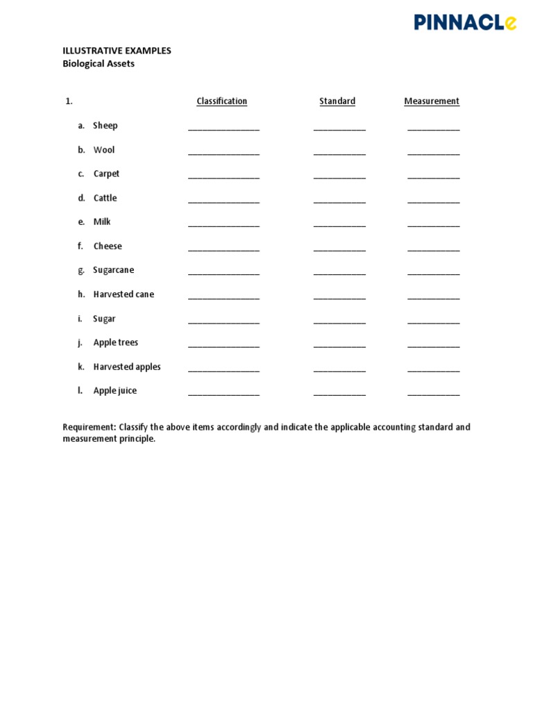 Illustrative Examples Biological Assets PDF Cost Fair Value