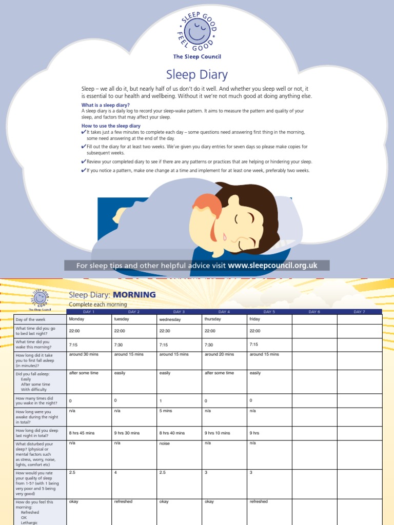 Sleep Diary PDF Sleep Psychology