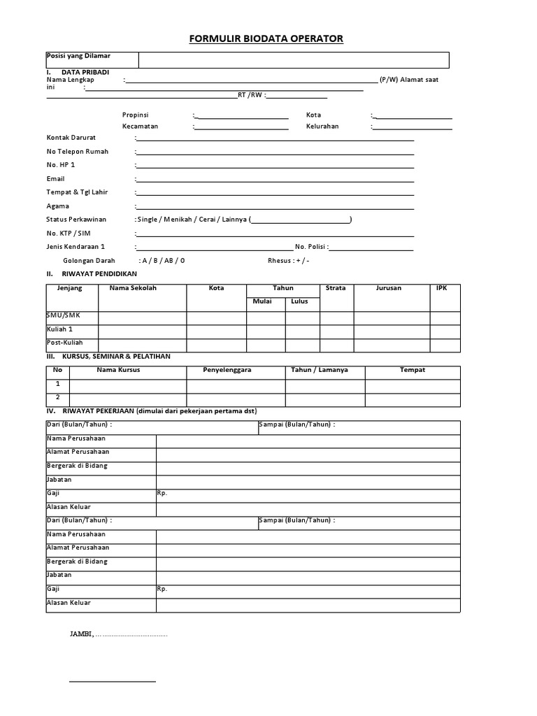 Application Form Pdf