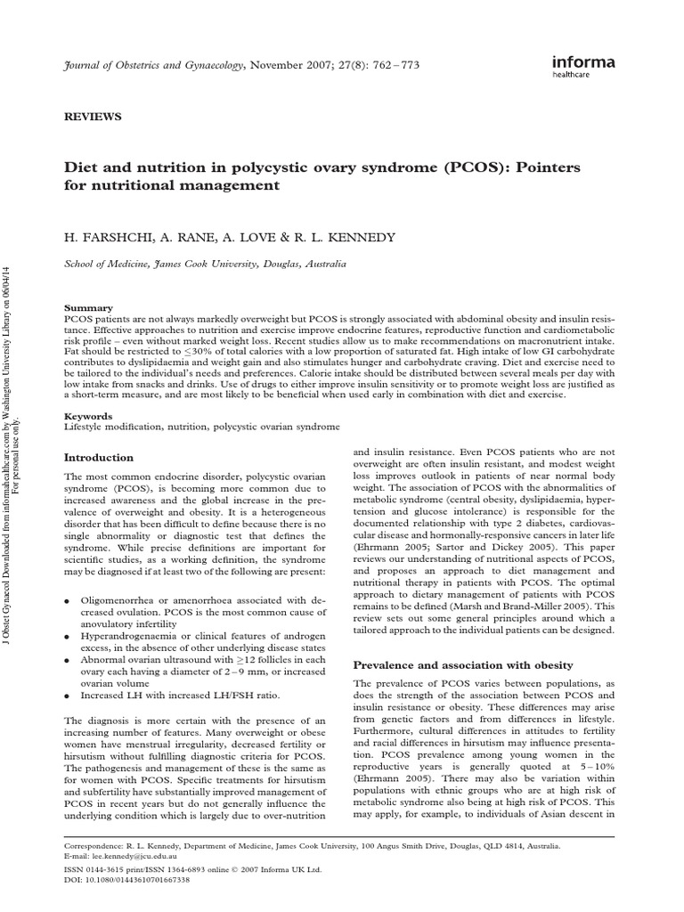Nutrition Management in PCOS | PDF | Polycystic Ovary Syndrome | Fat