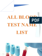 All Blood Test Name List PDF