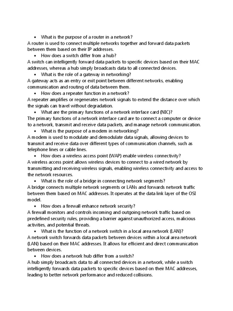 Networking Viva Questions And Answers