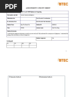 Unit 14 Assignment 2 Frontsheet