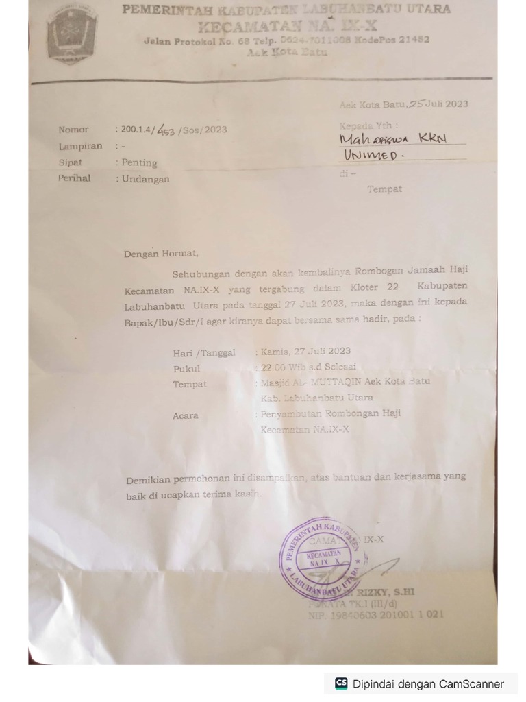 Undangan Penyambutan Rombongan Jama'ah Haji | PDF