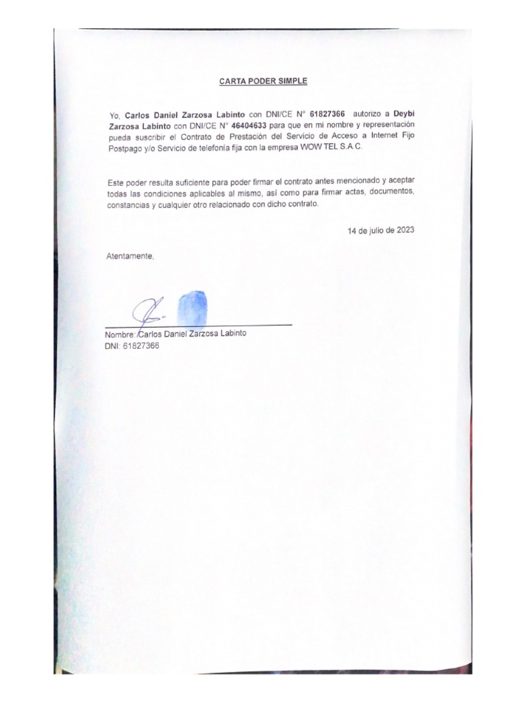 Carta Poder Simple | PDF