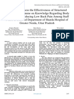A Study to Assess the Effectiveness of Structured Teaching Programme on Knowledge Regarding Body Mechanics in Reducing Low Back Pain Among Staff Nurse at Selected Department of Sharda Hospital of  Greater Noida, Uttar Pradesh