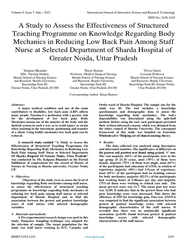 A Study to Assess the Effectiveness of Structured Teaching Programme on
