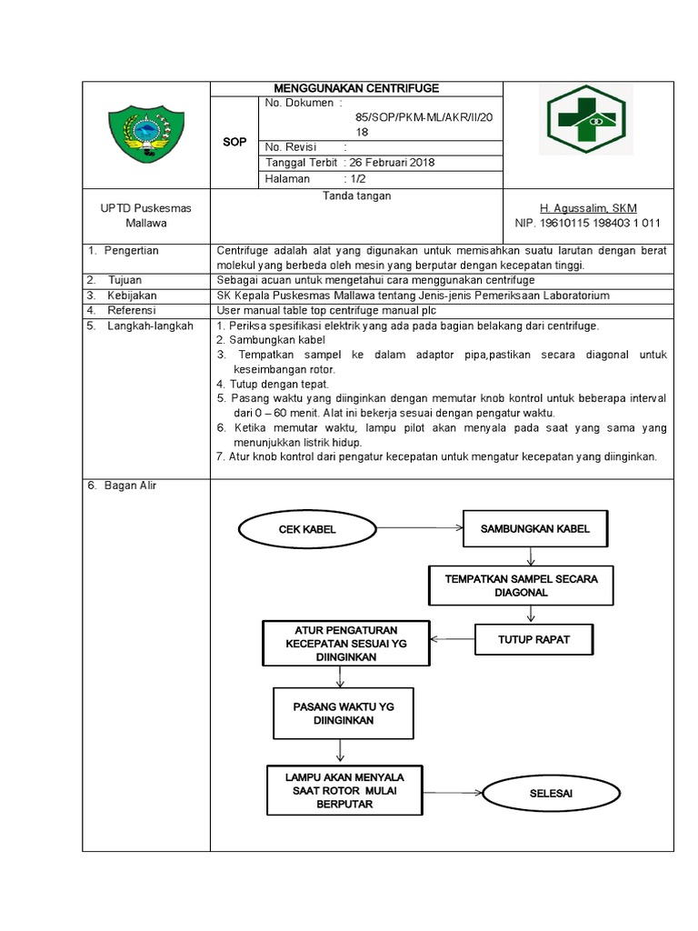Sop Centrifuge PDF