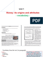UNIT 1 - Money Its Origins and Attributes - VOCABULARY
