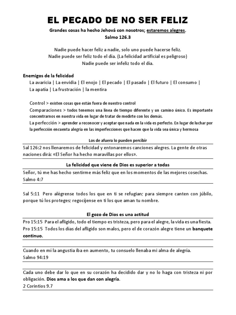 El Pecado de No Ser Feliz | PDF | Felicidad | Creencia religiosa y doctrina