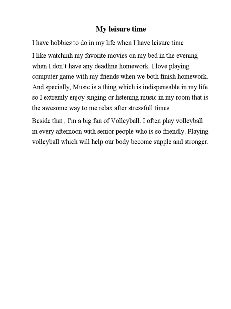 My Leisure Time | PDF