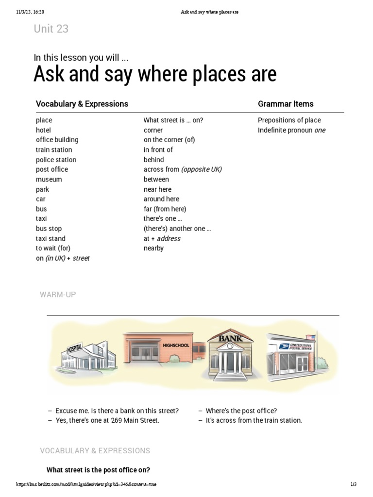 Ask and Say Where Places Are | PDF