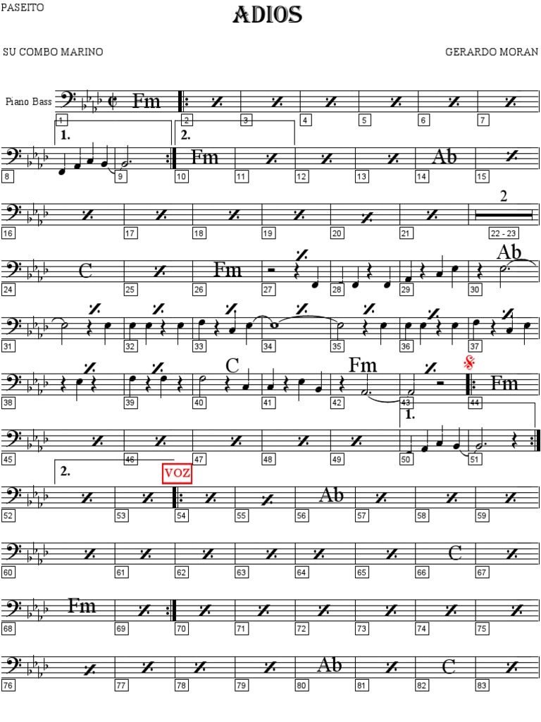 Adios Piano Bass Pdf