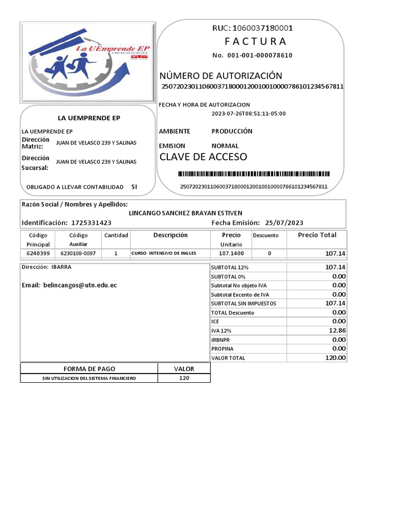 Factura N mero De Autorizaci n PDF