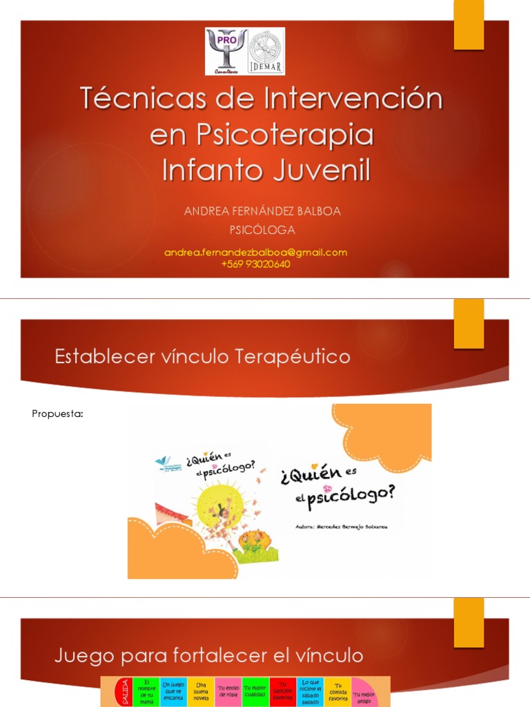 Técnicas de Intervención en Psicoterapia Infanto-Juvenil | PDF | Las ...