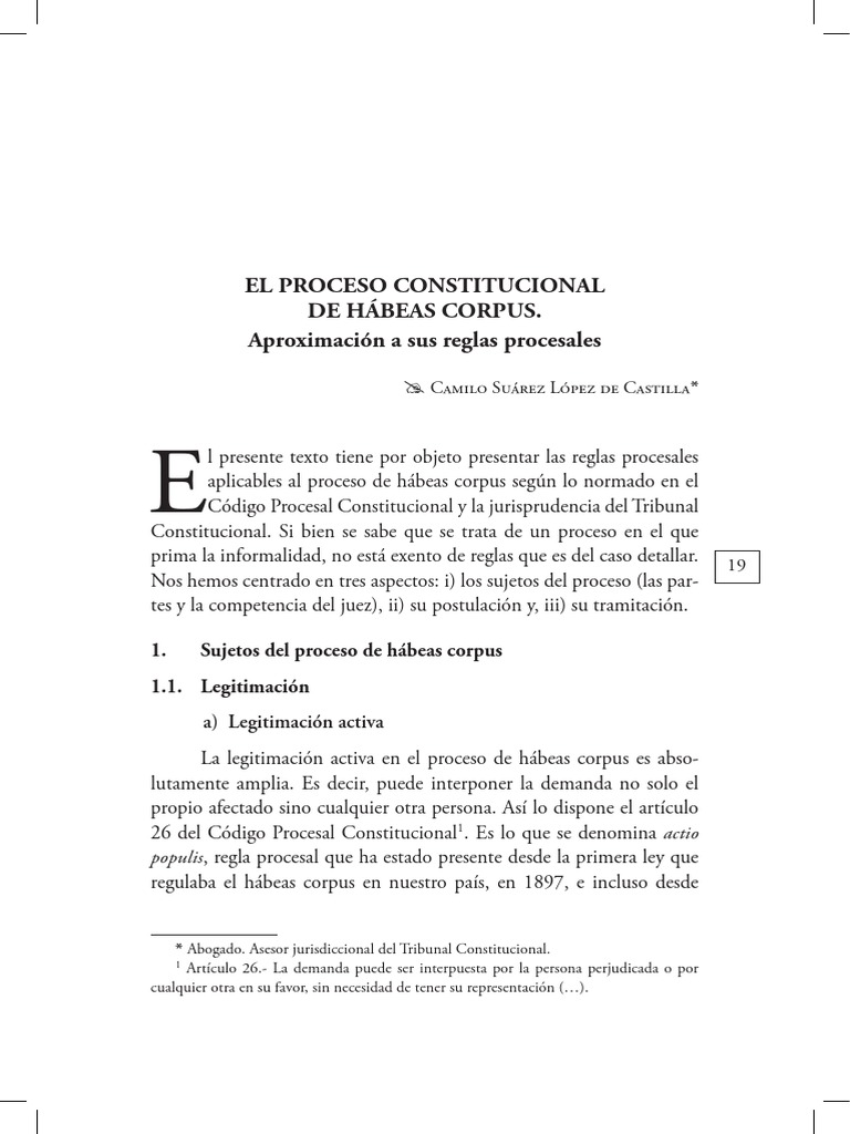 Reglas del Proceso de Hábeas Corpus | PDF | Habeas corpus | Ley procesal