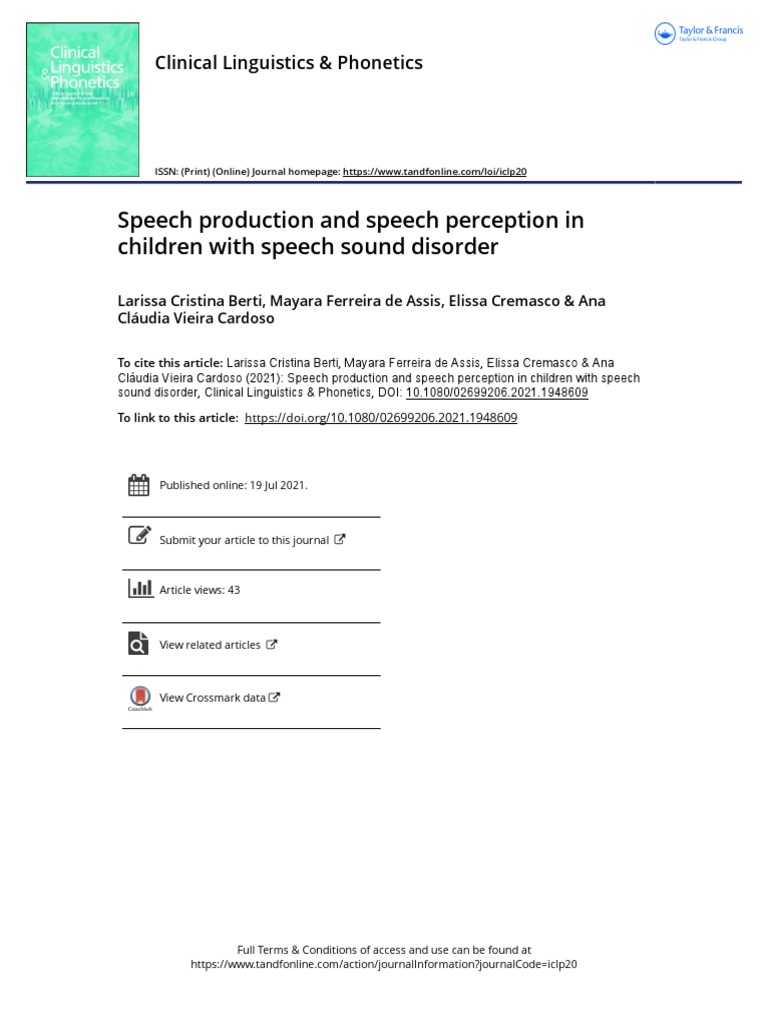 Speech Perception in SSD Children | PDF | Speech | Perception