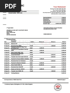 HSBC Bank Statement