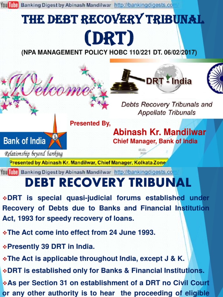 Overview of Debt Recovery Tribunal | PDF | Judgment (Law) | Tribunal