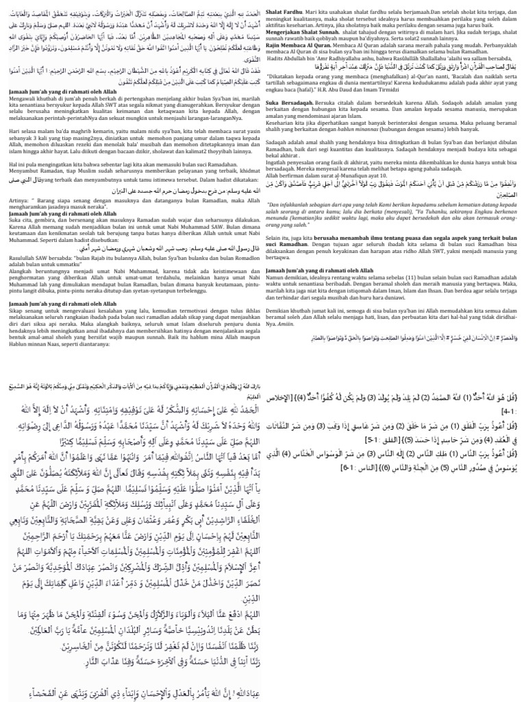 Khutbah Menyambut Bulan Ramadhan | PDF