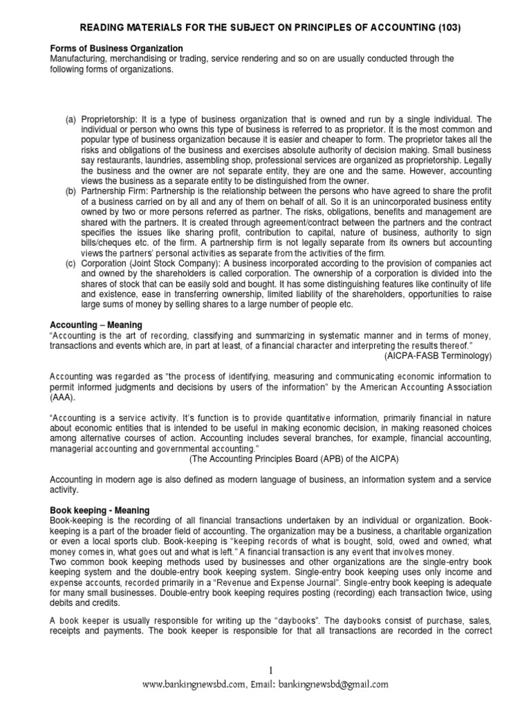 Principles of Accounting Overview | PDF | Debits And Credits | Bookkeeping