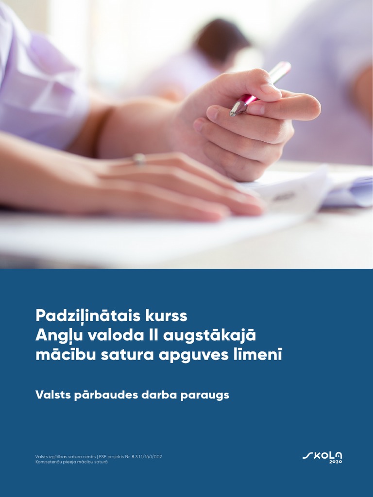 Anglu Valoda II Valsts Parbaudes Darba Paraugs | PDF
