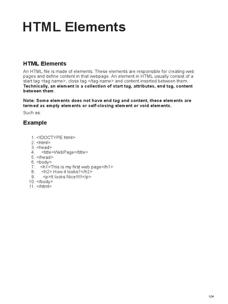 7.HTML Elements | PDF | Html Element | Html