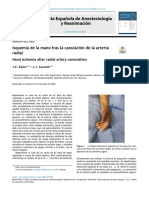 Revista Española de Anestesiología y Reanimación: Isquemia de La Mano Tras La Canulación de La Arteria Radial