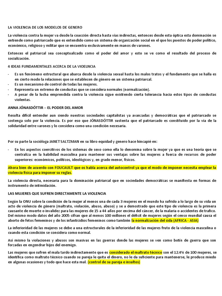 Resumen - Apuntes de Genero | PDF | La violencia contra las mujeres | Mujer