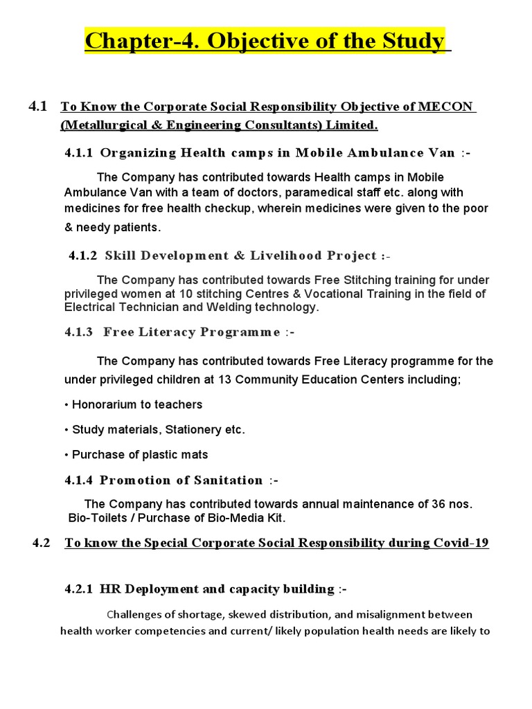 Objective of CSR-1 | PDF | Corporate Social Responsibility
