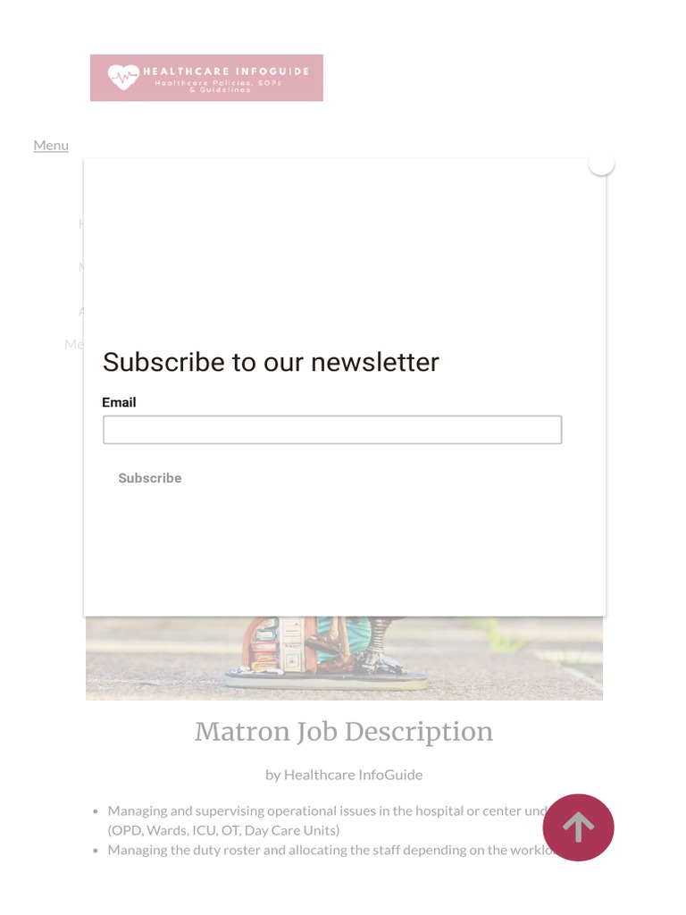 Matron Job Description Healthcare InfoGuide PDF Nursing Hospital