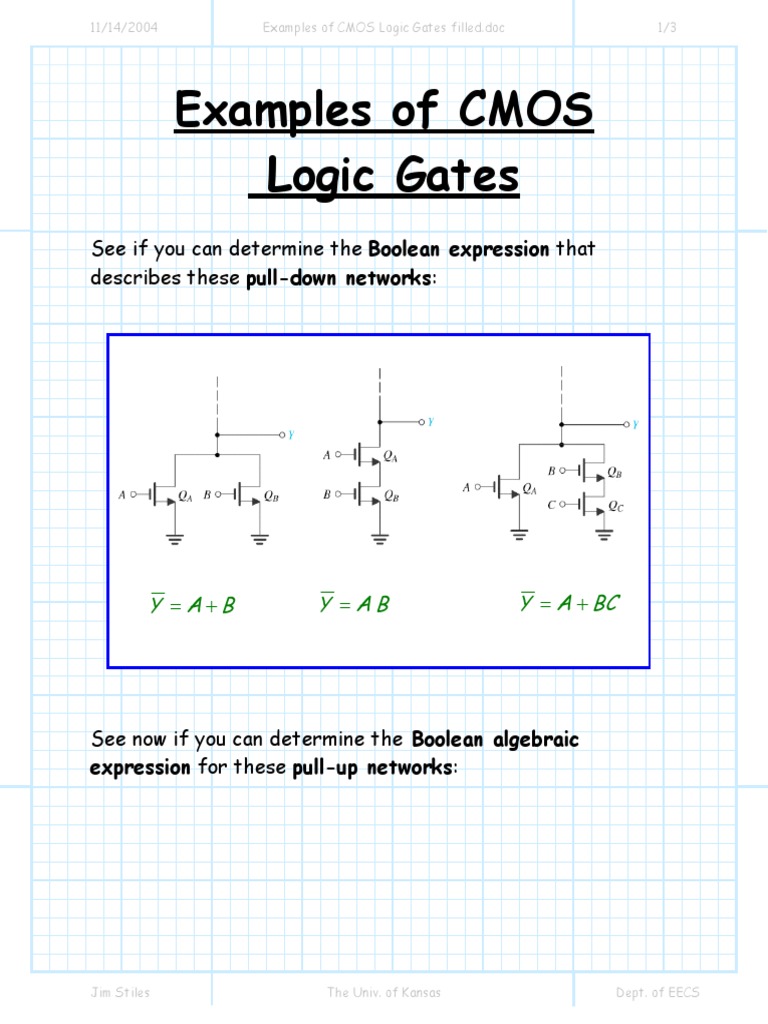 Examples of CMOS Logic Gates filled | PDF