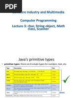 Lec 3 Char, String Object, Math