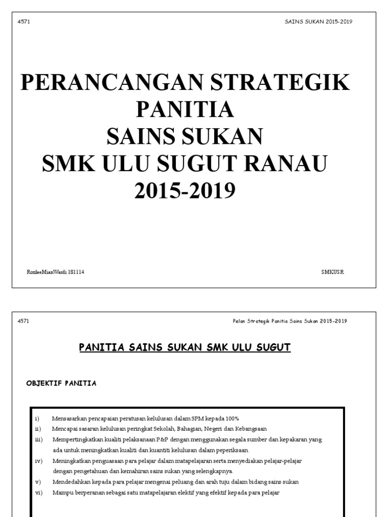 Pelan Tindakan Sains Sukan SMK Ulu Sugut | PDF
